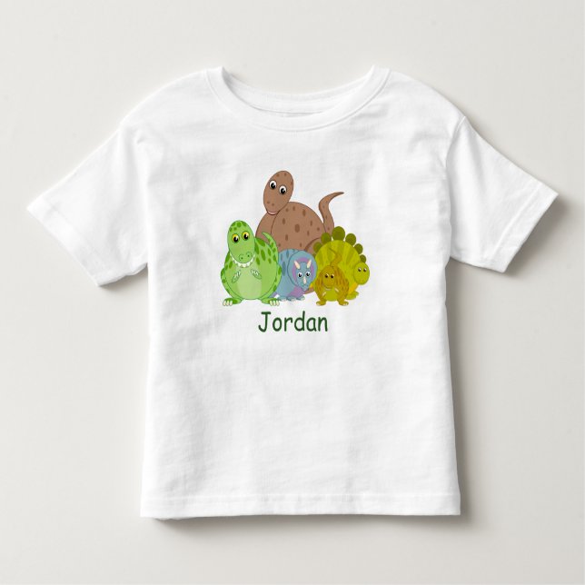 CUSTOM, fun Jurassic cute dinosaur cartoon design: Toddler T-Shirt (Front)
