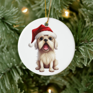 Custom Fun Maltese Dog Ceramic Tree Decoration