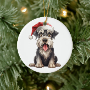 Custom Fun Miniature Schnauzer Christmas Dog Ceramic Tree Decoration