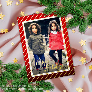 Custom Fun Red Gold Peppermint Candy Cane Stripe