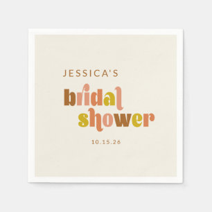 Custom Fun Retro Groovy Warm Boho Bridal Shower Napkin