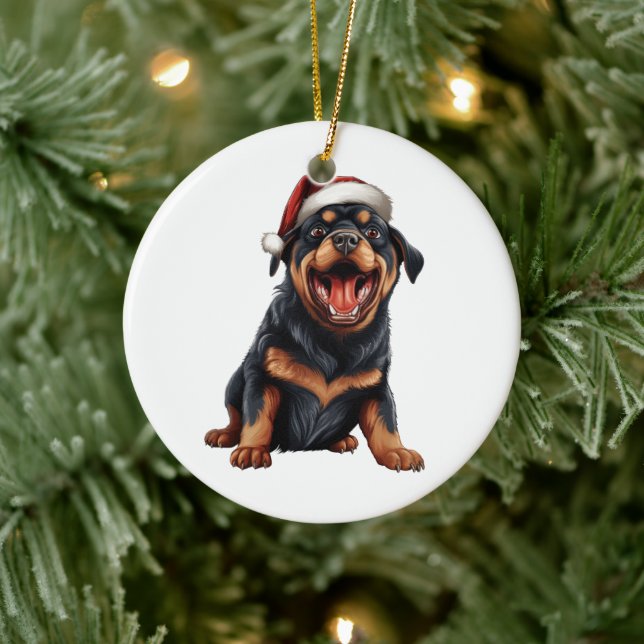 Custom Fun Rottweiler Christmas Dog Breed  Ceramic Tree Decoration (Tree)