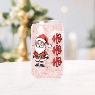 Custom Fun Santa Claus Ho Ho Ho Christmas Can Glass