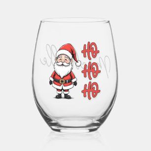 Custom Fun  Santa Claus Ho Ho Ho Christmas Stemless Wine Glass