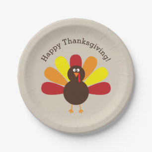 Custom Fun Thanksgiving Turkey Paper Plate