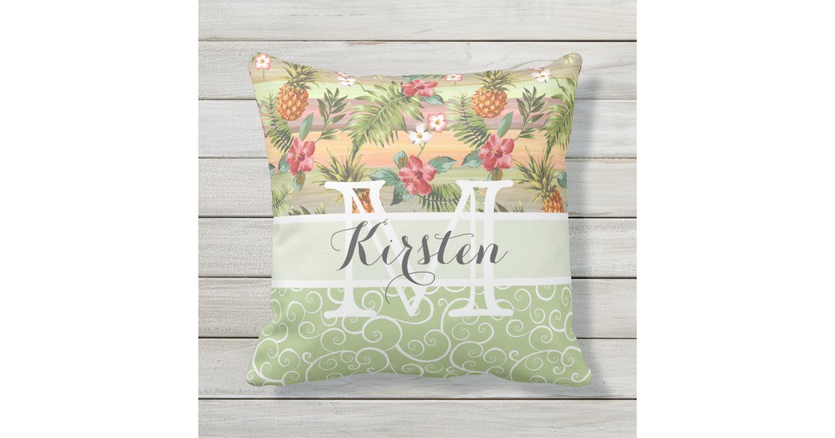 Custom Fun Tropical Pineapple Fruit Floral Pattern Outdoor ...