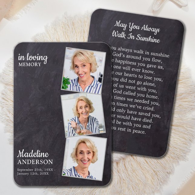 Custom Funeral 3 Photo Memorial Prayer Cards (Creator Uploaded)