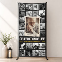 Custom Funeral Banner, Photo Collage 4x8' Memorial