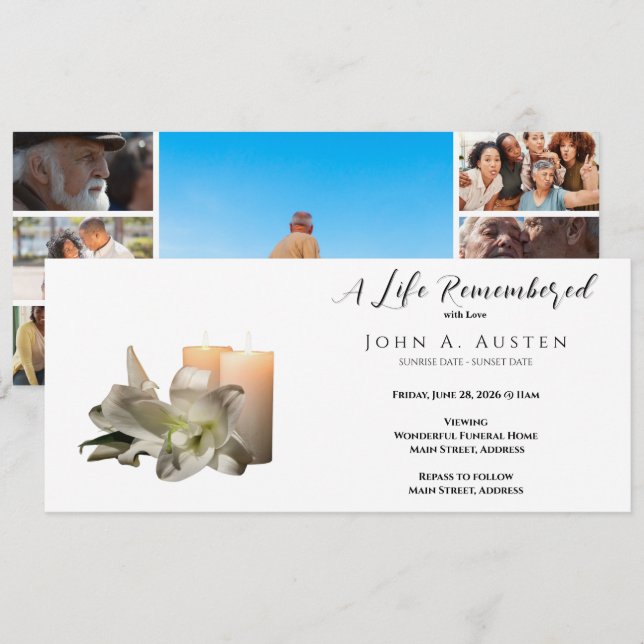 Custom Funeral Invitation Card - Flat Card (Front/Back)