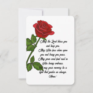 Custom Funeral Memorial Card with Prayer and Rose