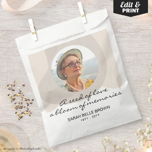 Custom Funeral Seed Packet Favours Memorial Photo  Favour Bags