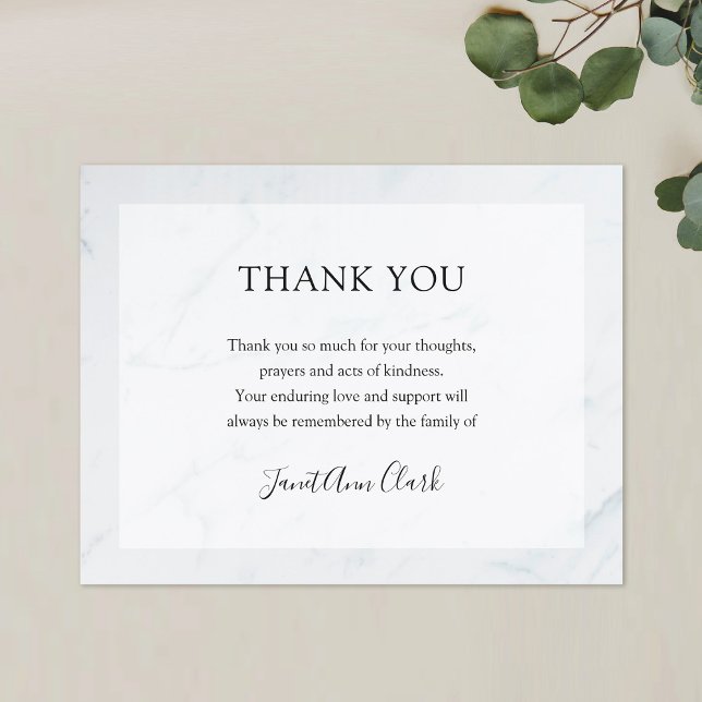 Custom Funeral & Sympathy Thank You Card | Marble (Creator Uploaded)