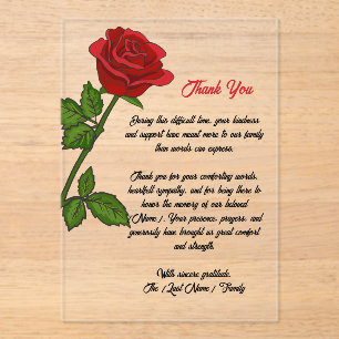 Custom Funeral Thank You Card Acrylic Invitations