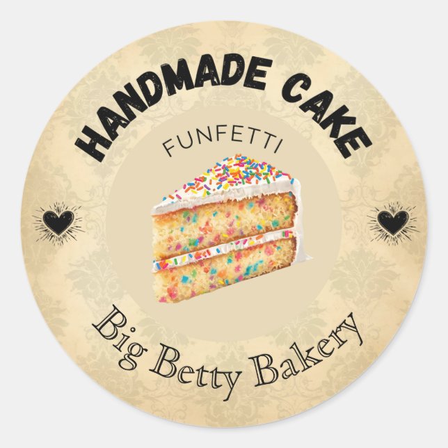 Custom Funfetti Cake Labels | Personalised Bakery  (Front)