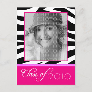 CUSTOM Funky Pink Zebra Graduation Announcement