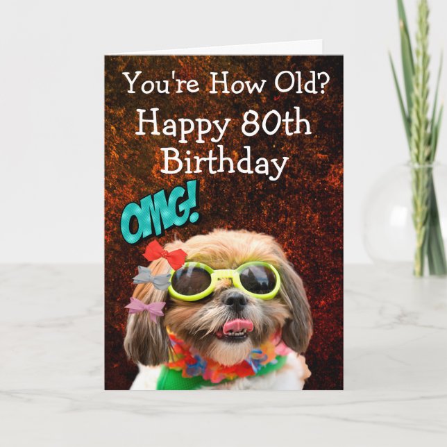 Custom funny 80th birthday from the dog  card (Front)