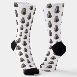 Custom funny and cute capybara photo pattern white socks