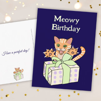 Custom Funny Birthday Cat Cartoon Postcard