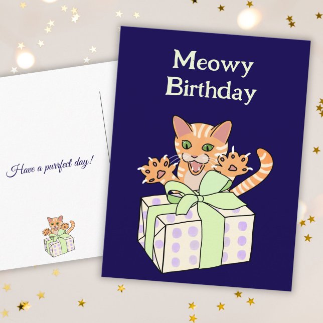 Custom Funny Birthday Cat Cartoon Postcard (Creator Uploaded)