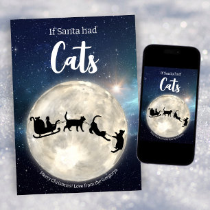 Custom Funny Black Cat Santa Christmas Holiday Card