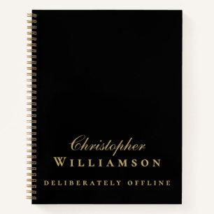 Custom Funny Black Gold Minimal Motivational Men Notebook