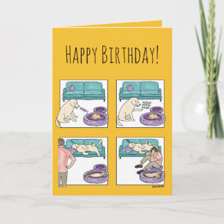 Custom Funny Cartoon Cat and Dog Birthday Card