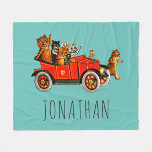 Custom Funny Cartoon Cats Kittens Classic Car  Fleece Blanket