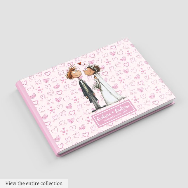 Custom Funny Cartoon Wedding Couple Guestbook (Custom Funny Cartoon Wedding Couple Guestbook)