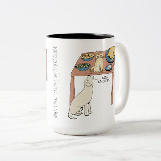Custom Funny Cat Golden Retriever Cartoon Two-Tone Coffee Mug