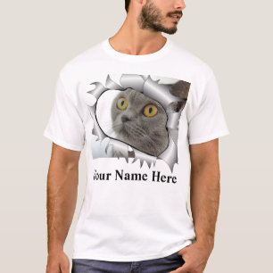 Custom funny cat lover paper crack T-Shirt