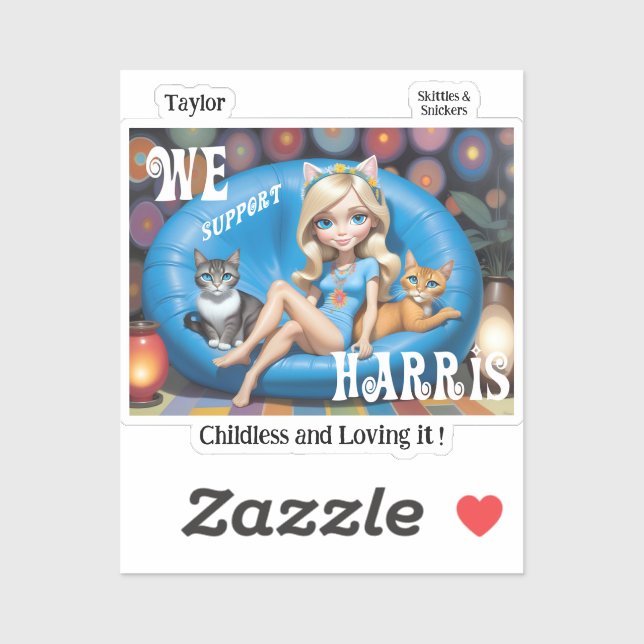 Custom Funny Childless Cat Ladies KAMALA 2024  (Sheet)