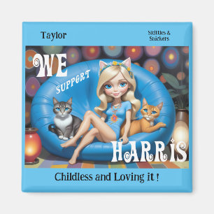 Custom Funny Childless Cat Ladies KAMALA 2024 Magnet