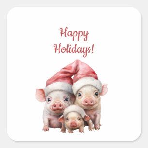 Custom Funny Christmas Pigs Stickers