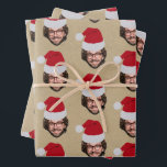 Custom Funny Christmas Santa Hat Face Photo Kraft Wrapping Paper Sheet<br><div class="desc">A funny personalised Christmas wrapping paper with your custom face photo. This custom Santa hat and face wrapping paper design is a beautiful way to personalised your gifts and presents. Funny and cute Christmas custom face wrapping paper with kraft background. Customise the Xmas face and make your own funny face...</div>