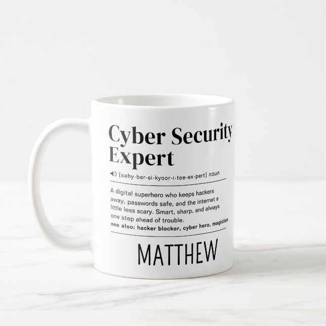 Custom Funny Cyber Security Expert Definition Coffee Mug (Left)