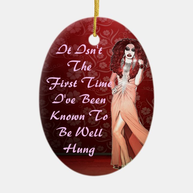 Custom Funny Drag Queen Ceramic Tree Decoration (Front)