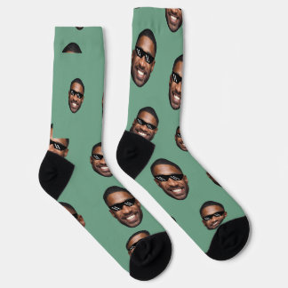 Custom Funny Face Photo All Over Socks Moss Green
