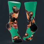 Custom Funny Face Photo All Over Socks Moss Green<br><div class="desc">Turn any face into a fun wearable design with these custom photo socks. The moss green background highlights your funny photo for a unique and playful gift idea.</div>