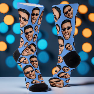 Custom Funny Face Photo All Over Socks Sky Blue