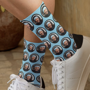 Custom Funny Face Photo Blue Socks