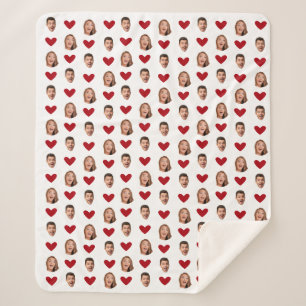 Custom Funny Face Photo Cutout Valentines Day Sherpa Blanket