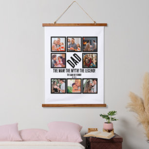 Custom Funny Fathers day 8 Photo Collage Hanging Tapestry