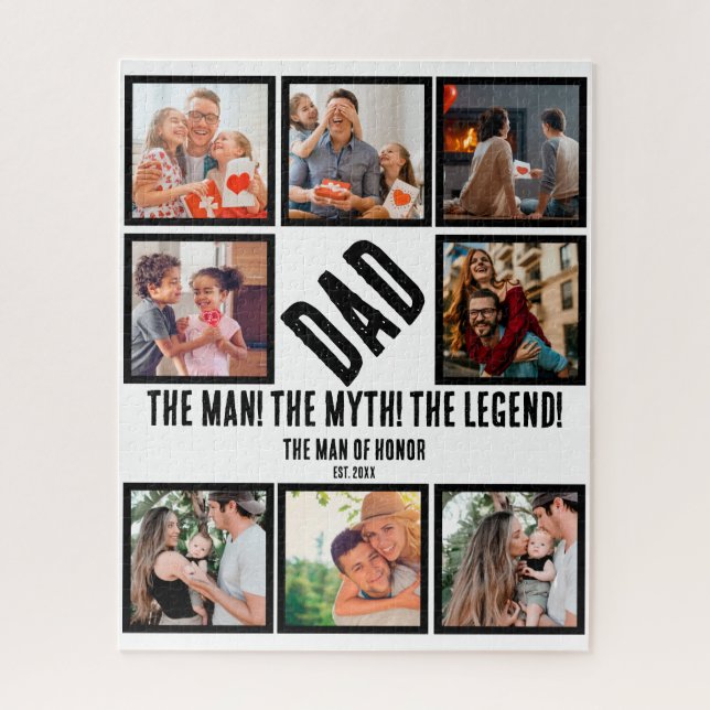 Custom Funny Fathers day Dad gift 8 Photo Collage Jigsaw Puzzle (Vertical)