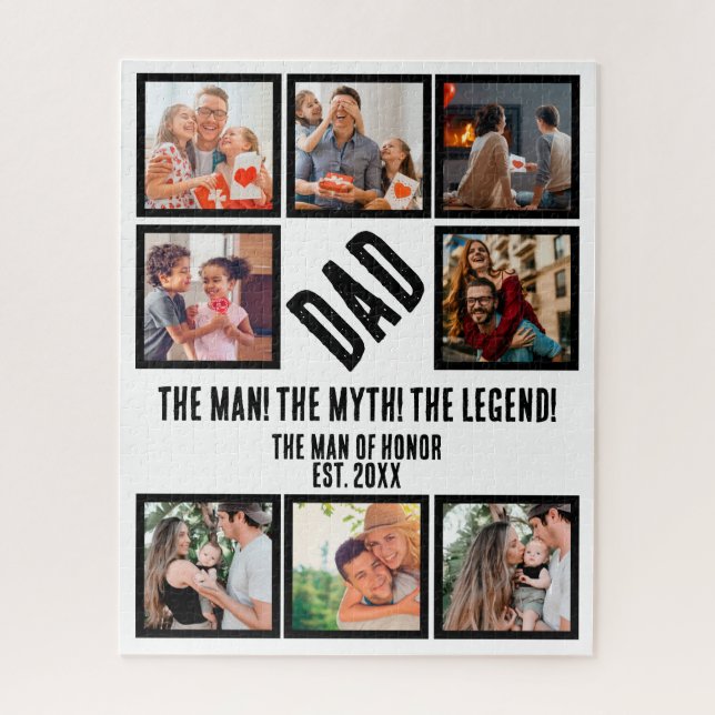 Custom Funny Fathers day Dad gift 8 Photo Collage Jigsaw Puzzle (Vertical)