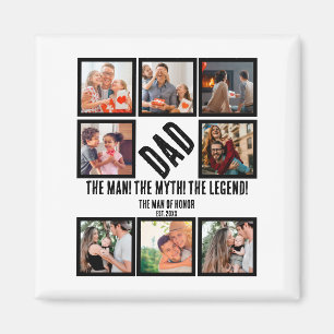 Custom Funny Fathers day Dad gift 8 Photo Collage Magnet