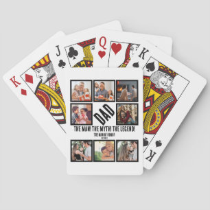 Custom Funny Fathers day Dad gift 8 Photo Collage Playing Cards