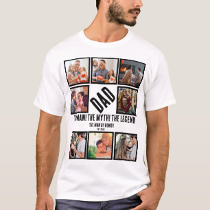 Custom Funny Fathers day Dad gift 8 Photo Collage T-Shirt
