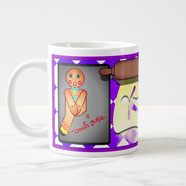 Custom funny Gingerbread Man Large Coffee Mug (Left)