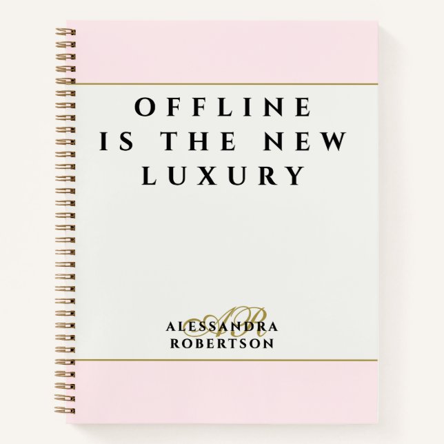 Custom Funny Inspirational Pastel Pink White Gold  Notebook (Front)