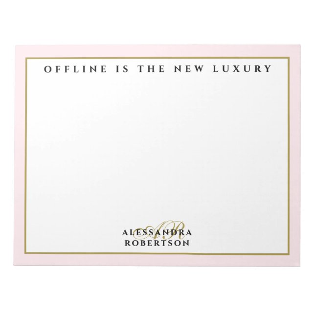 Custom Funny Inspirational Pastel Pink White Gold  Notepad (Front)